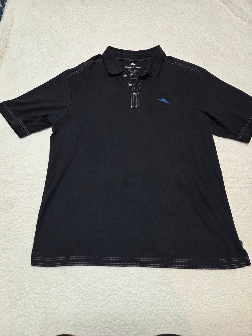 Tommy Bahama Black Polo with Blue Fish Logo size XL